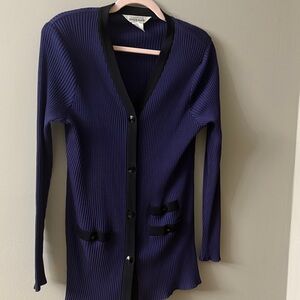 EXCLUSIVELY MISOOK Ribbed Cardigan Button Front Sweater Purple Casual Small EUC
